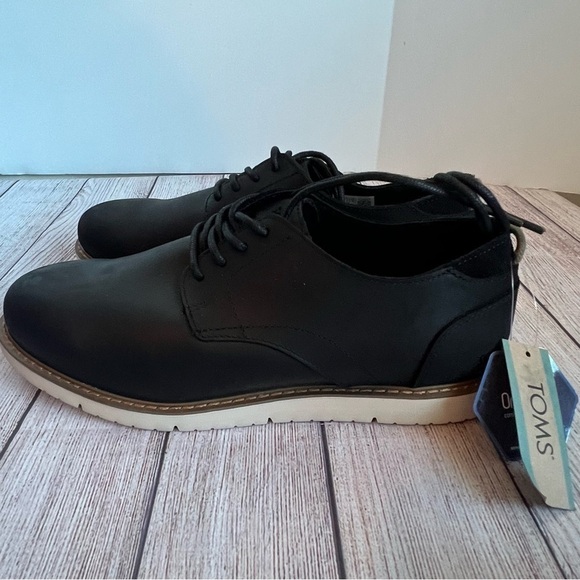 TOMS Black Leather Navi Oxfords Shoes 12